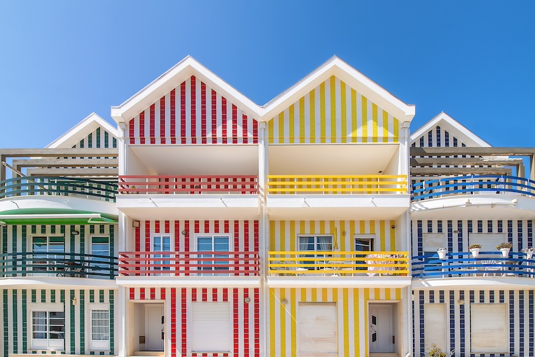 case colorate ad Aveiro, in Portogallo